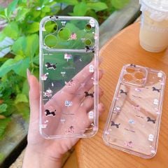 Ốp iPhone 17 Pro/18 Pro dẻo trong nhiều cún lạp xưởng mini/nơ