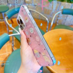 Ốp iPhone 15 Pro dẻo trong hồng cún/mèo/bướm Lovely Animal