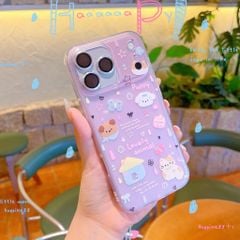 Ốp iPhone 17 Pro dẻo trong hồng cún/mèo/bướm Lovely Animal