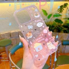Ốp iPhone 17 Pro Max dẻo trong hồng cún/mèo/bướm Lovely Animal