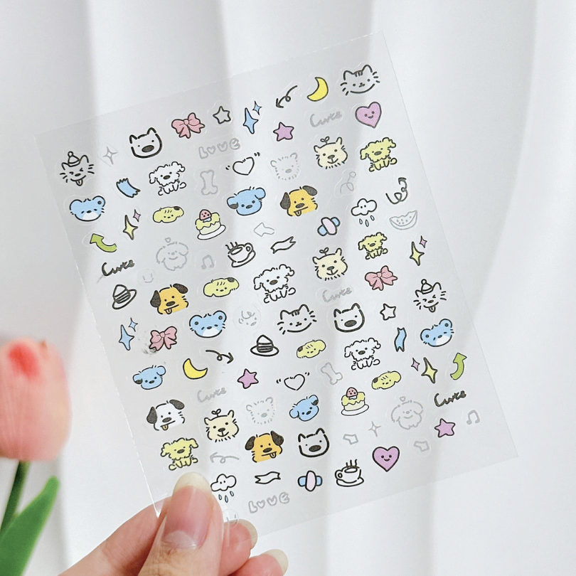 ** Sticker dán mini mèo con/bướm/thỏ/cún con (7k/tờ)