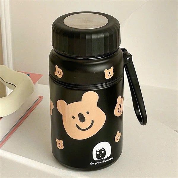 ** Bình giữ nhiệt Gấu Nâu nền đen 1000ml
