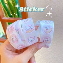 ** Cuộn sticker Kitty tone hồng tím