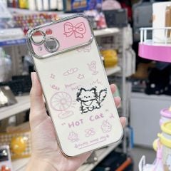 ** Ốp iPhone 14 Plus dẻo Hot Cat mèo và quạt viền xi bạc