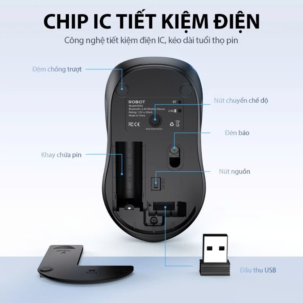 [C] Chuột không dây + Bluetooth Robot M365