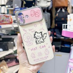 ** Ốp iPhone 17 dẻo Hot Cat mèo và quạt viền xi bạc