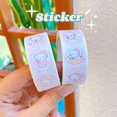 ** Cuộn sticker Kitty tone hồng tím