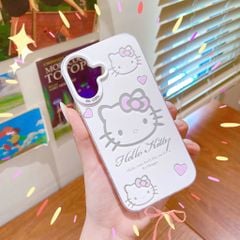 ** Ốp iPhone 17 nhám hồng nhạt 3 mặt Kitty tim hồng