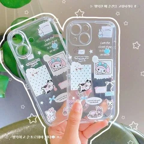 Ốp iPhone 14 Plus dẻo trong My Melody và mèo