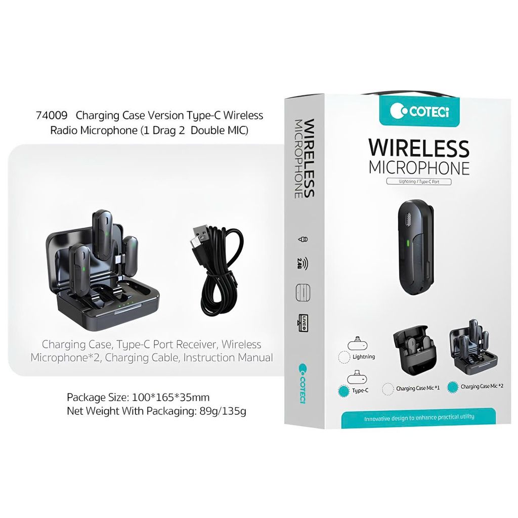 [C] ** Micro cài áo Coteci 74009 2 Mic Cổng Type C