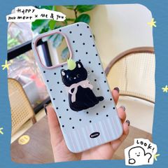 ** Ốp iPhone 13/14 dẻo chấm bi kèm pop thú cute
