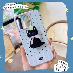 ** Ốp iPhone 16 Pro Max dẻo chấm bi kèm pop thú cute