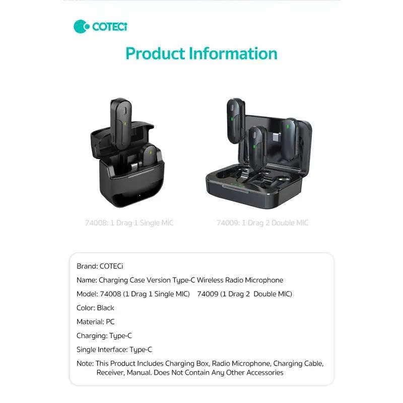 [C] ** Micro cài áo Coteci 74008 1 Mic Cổng Type C