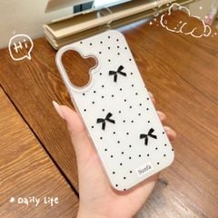 ** Ốp iPhone 17 lưng cứng chấm bi 3 nơ đen