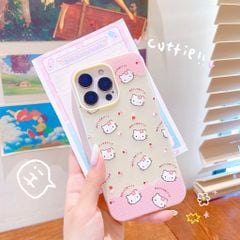 ** Ốp iPhone 16 Pro 2 lớp nhiều mặt Kitty cài hoa nền vàng