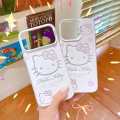 ** Ốp iPhone 13/14 nhám hồng nhạt 3 mặt Kitty tim hồng