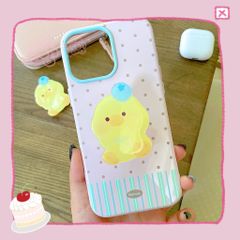 ** Ốp iPhone 15 Pro Max dẻo chấm bi kèm pop thú cute
