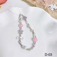** Dây đeo điện thoại hoa đào ngôi sao nơ trắng