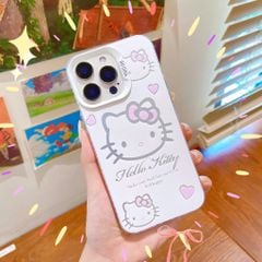 ** Ốp iPhone 16 Pro nhám hồng nhạt 3 mặt Kitty tim hồng