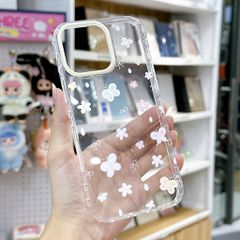 ** Ốp iPhone 15 6.1 dẻo trong viền tim bướm và hoa