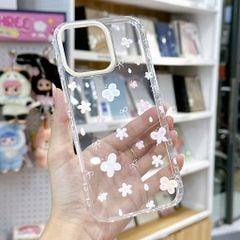 ** Ốp iPhone 16 Pro dẻo trong viền tim bướm và hoa