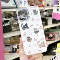 ** Ốp iPhone 17 dẻo trắng 4 mèo bánh kem và nơ hồng