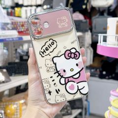 ** Ốp iPhone 17 dẻo Kitty nơ hồng viền xi bạc