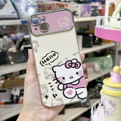 ** Ốp iPhone 13 6.1 dẻo Kitty nơ hồng viền xi bạc