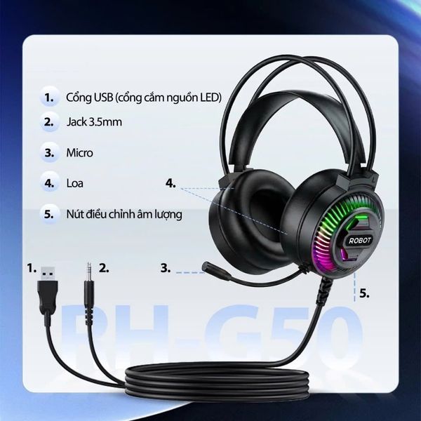 [C] ** Headphone dây Robot GH-G50