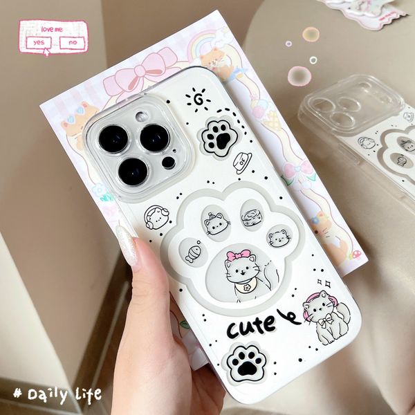 ** Ốp iPhone 12 Pro Max dẻo trắng chân mèo cute