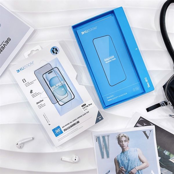 Dán cường lực iPhone 16 Pro/17 Kuzoom chống nhìn trộm 360 độ