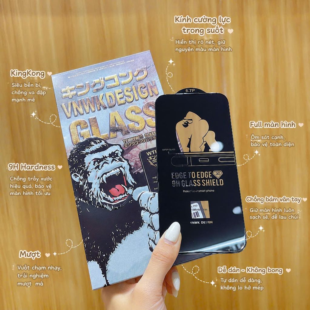 Dán cường lực iPhone 17 Pro full KINGKONG