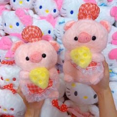 ** GẤU BÔNG HEO HỒNG ÔM BÁNH MÌ 25CM
