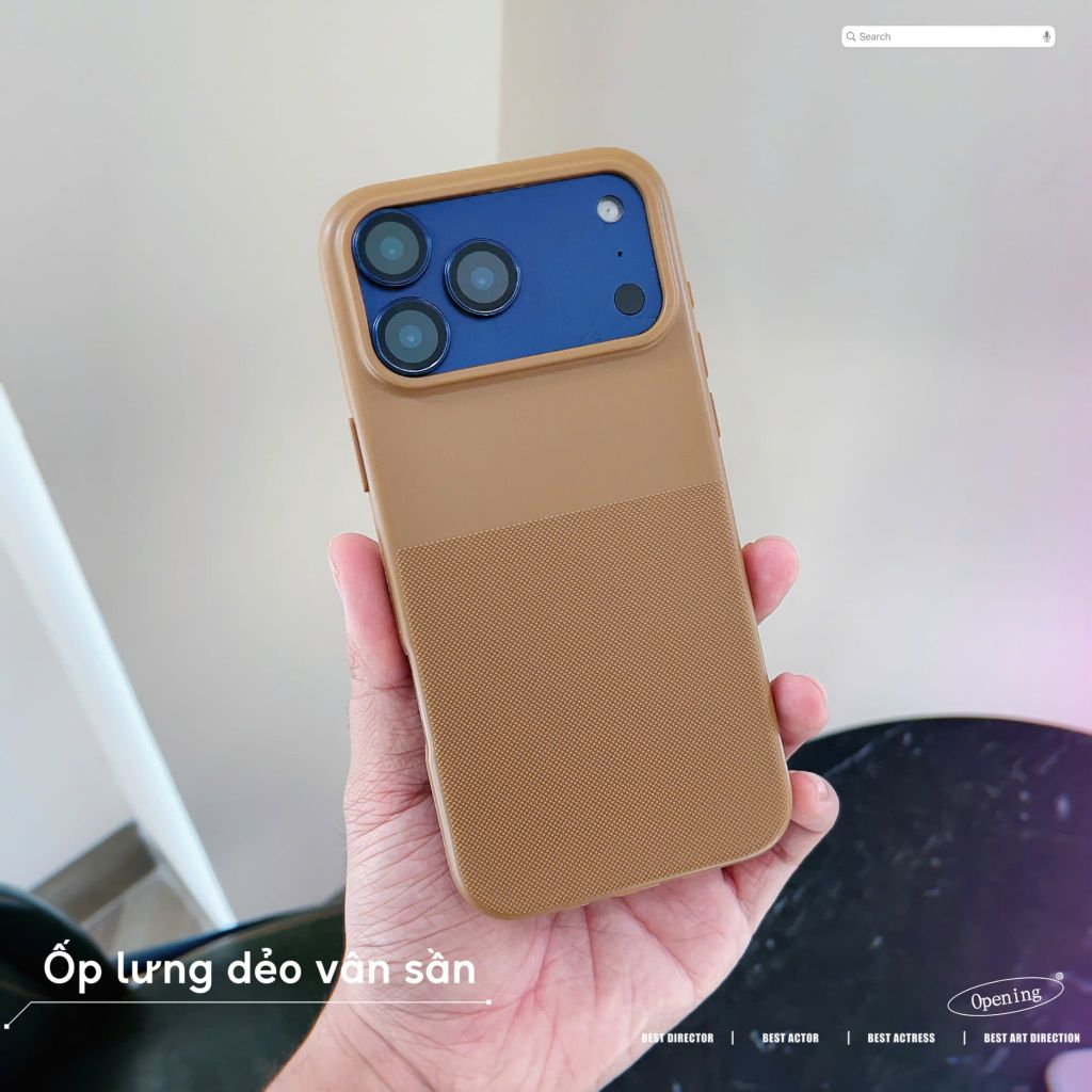 [C] ** Ốp iPhone 17 Pro vân sần lót nỉ