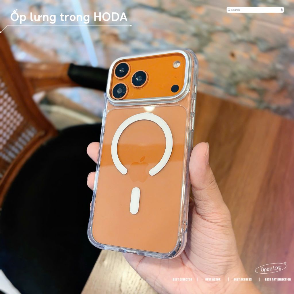 [C] ** Ốp iPhone 17 Pro Max Hoda Crystal Ultra trong lưng kính magsafe