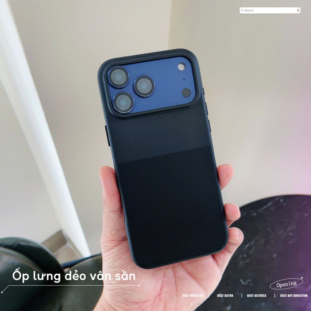 [C] ** Ốp iPhone 17 Pro vân sần lót nỉ