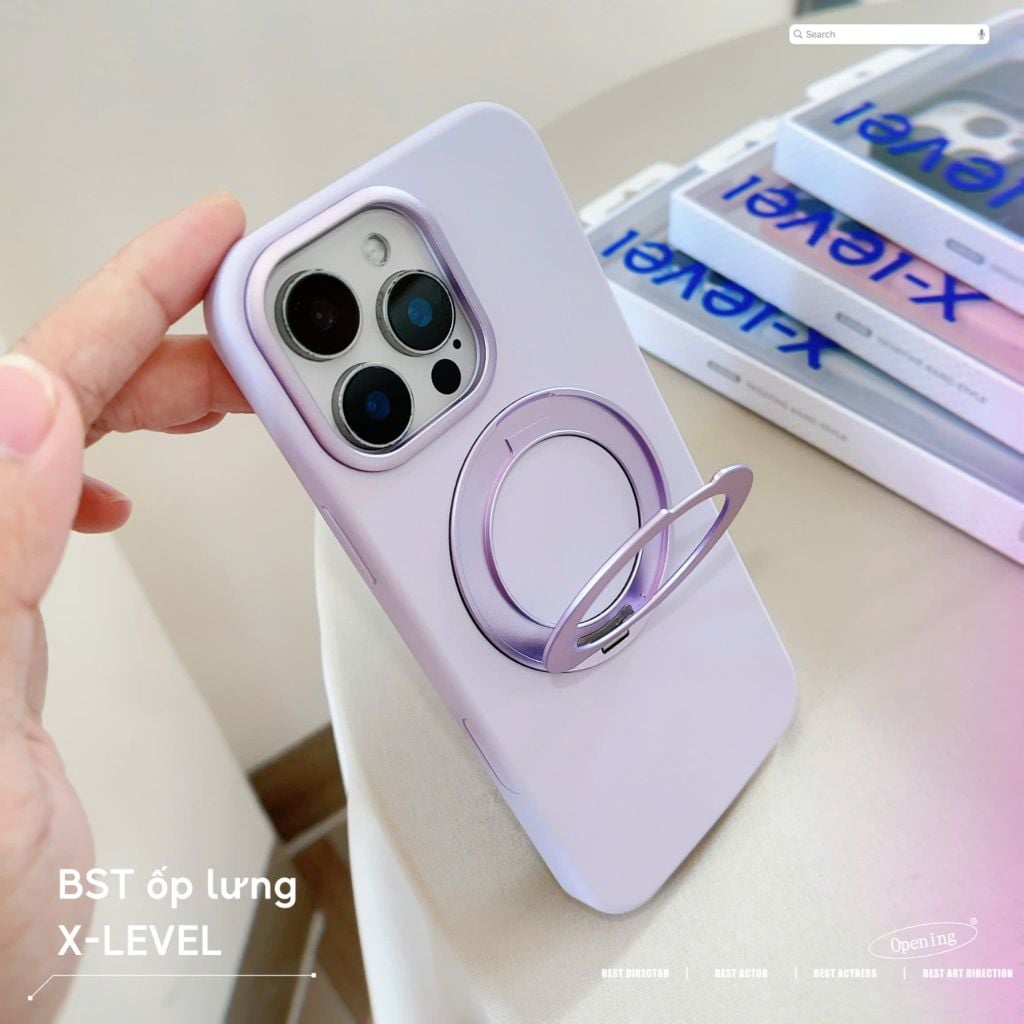 [C] ** Ốp iPhone 16 Pro Max X-Level Macaron Silicon kệ xoay magsafe