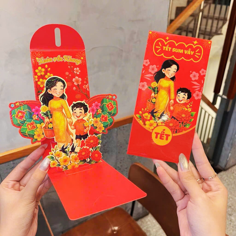 ** Bao lì xì xòe popup 3D cao cấp