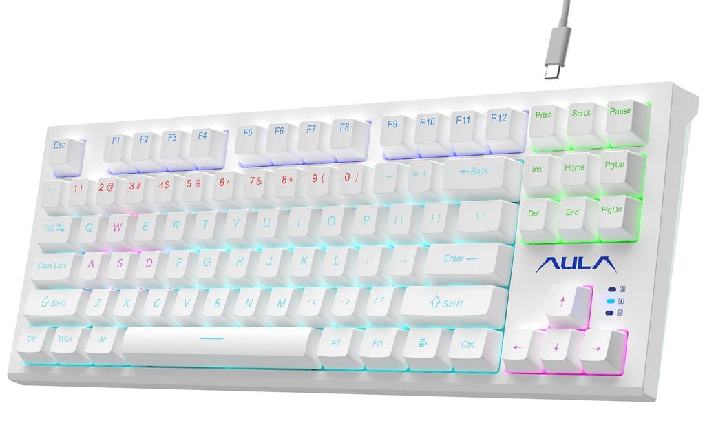 ** Bàn phím cơ có dây Aula F3032 trắng, Brown Switch, Hot Swap