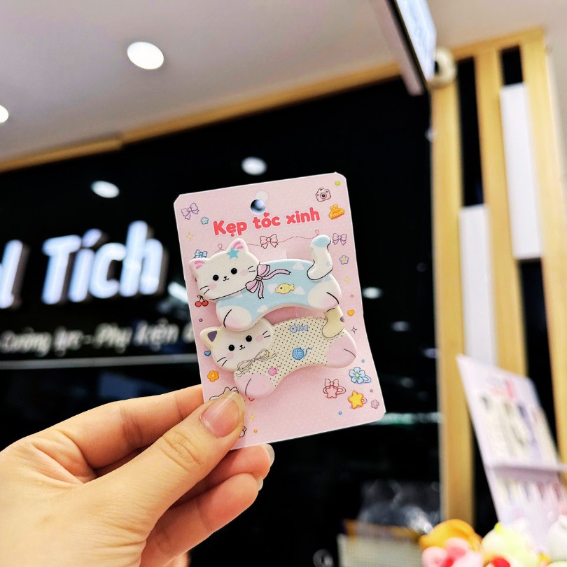 ** Set 2 kẹp mèo ú họa tiết cute