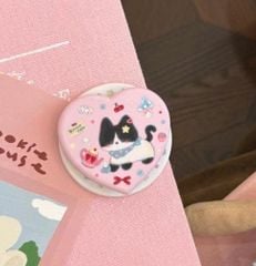 ** Popsocket từ tính trái tim mèo đen nền hồng