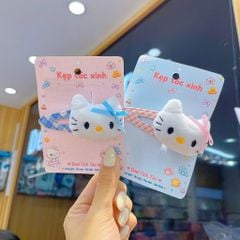** Kẹp tách caro/chấm bi mặt bông kitty/XD/hồng