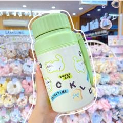 ** Bình nước giữ nhiệt Lucky Happy Time mèo xanh lá 1000ml