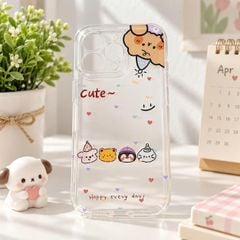Ốp iPhone 12 Pro Max dẻo trong cún nâu/4 mặt thú cute