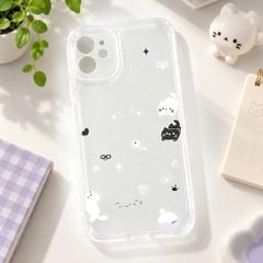 Ốp iPhone 12 6.1 dẻo trong 3 mèo trắng/đen xương cá