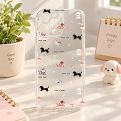 Ốp iPhone 12 Pro dẻo trong nhiều cún lạp xưởng mini/nơ