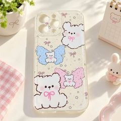 Ốp iPhone 12 Pro Max dẻo nhám 4 cún trắng canh bướm