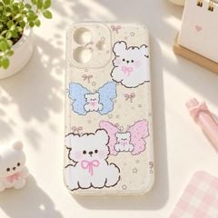 Ốp iPhone 17 dẻo nhám 4 cún trắng canh bướm