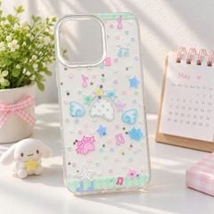** Ốp iPhone 12 Pro Max lưng cứng trắng ngôi sao/nốt nhạc