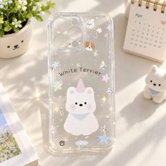 Ốp iPhone 16 Pro Max dẻo trong cún trắng/ngôi sao White Terrier